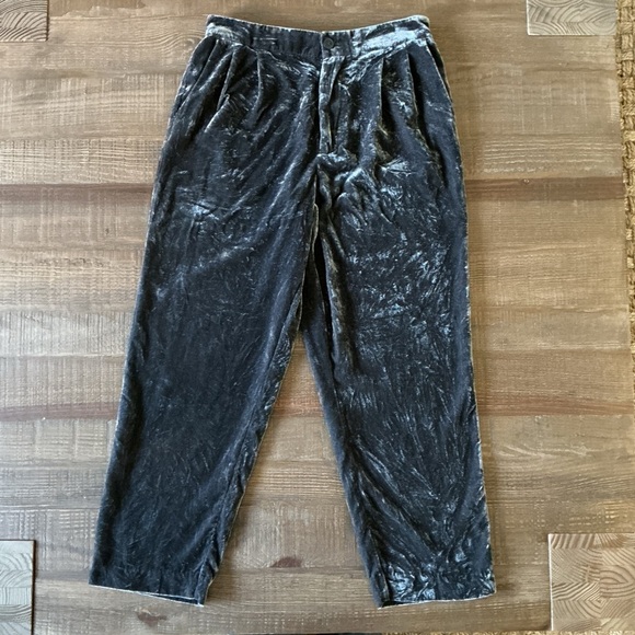 Madewell Silver Grey Velvet Velour Tapered Elastic Waist Ankle Pants Medium - Picture 2 of 8